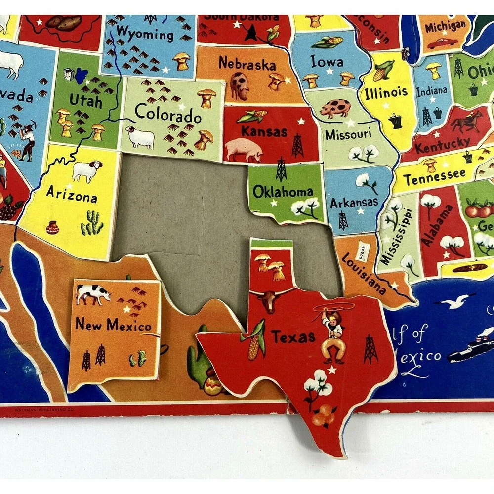 Vintage 1950's Puzzle of the United States of America Frame Tray Inlay COMPLETE